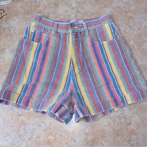 Vintage Limited Shorts 26-27 Waist High Waisted Rainbow Pattern 100% Cotton